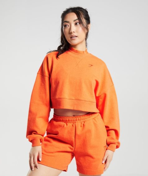 Women's Gymshark Rest Day Sweats Cropped Sweatshirts Orange | CA 3ND576